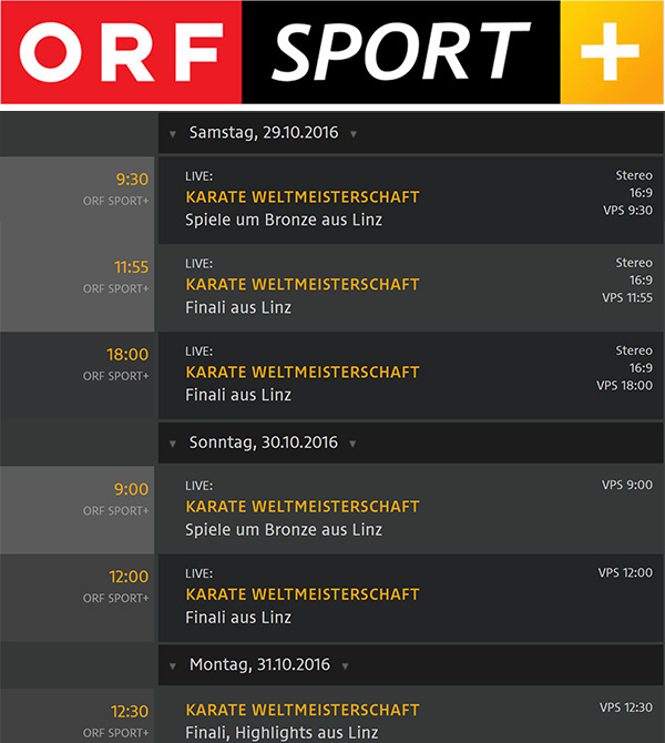 Live-Übertragungszeiten der Finali in ORF SPORT+
